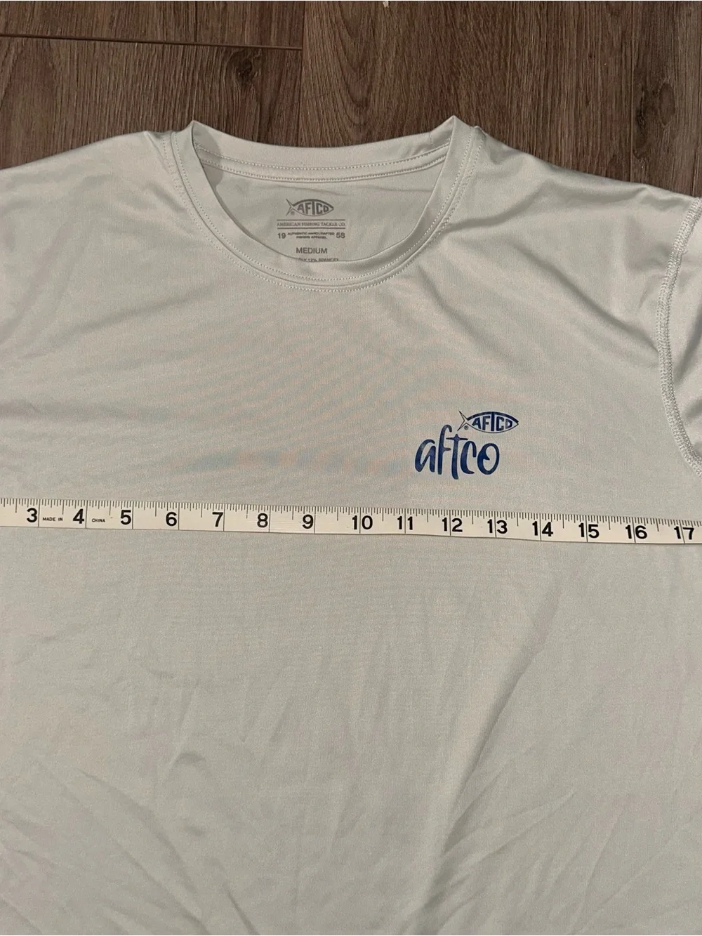 AFTCO Tee Shirt Boys Light Blue Long-Sleeve Logo Size Medium
